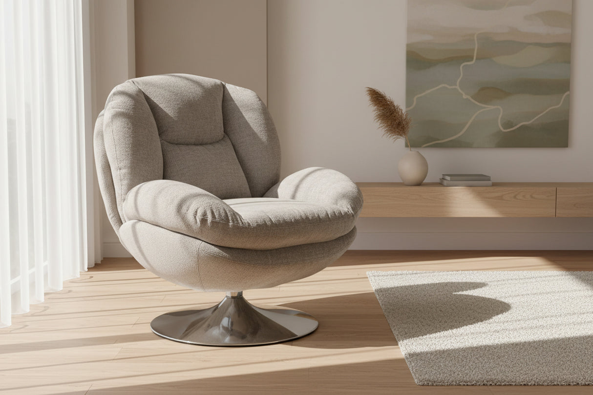 Fauteuil Natus - vue 3/4 - pied métal chromé