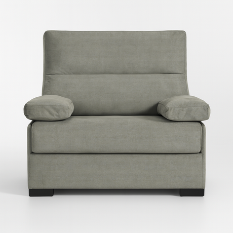 Fauteuil convertible rapido Gina en tissu gris avec matelas 12 cm vue de face