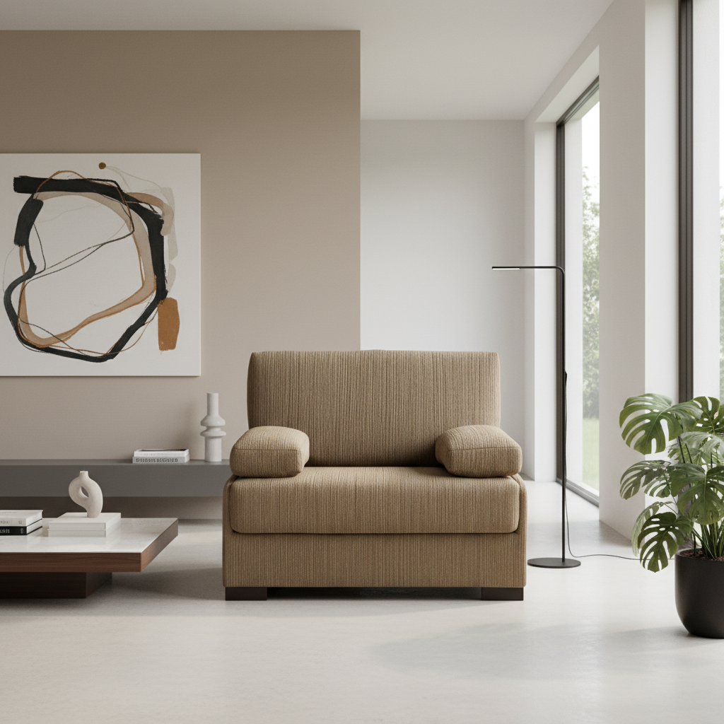 Fauteuil lit 1 place convertible rapido en tissu marron cotelé - Souffle d'intérieur