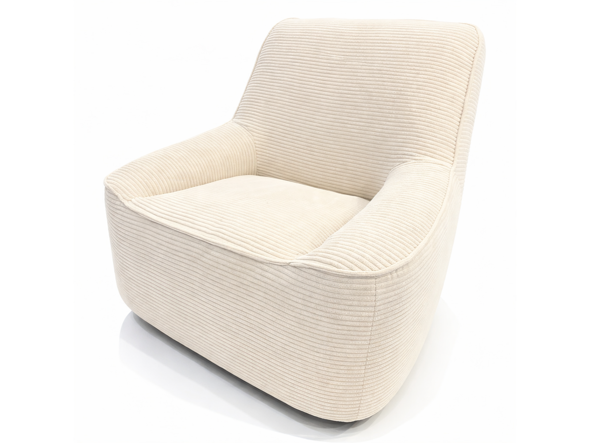 Fauteuil en velours côtelé beige pivotant - Marco