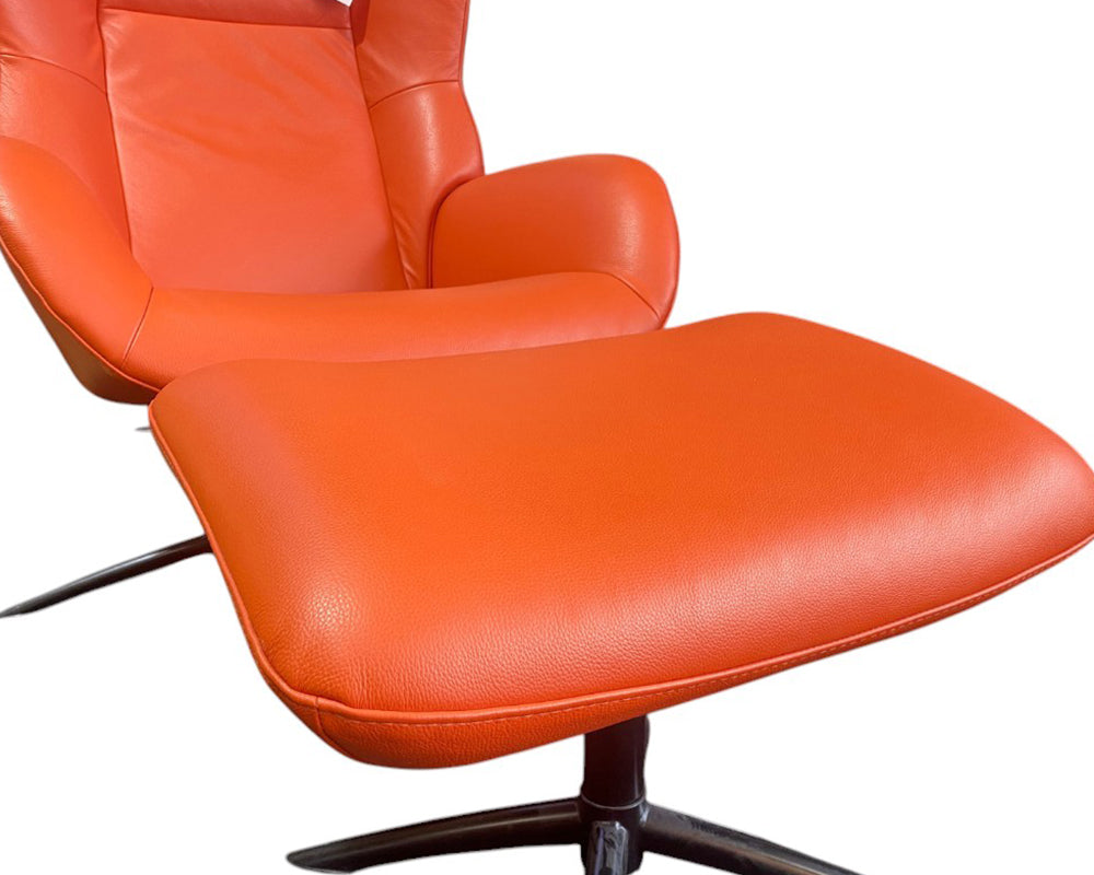 fauteuil relax cuir orange - Souffle d'intérieur - Kebe