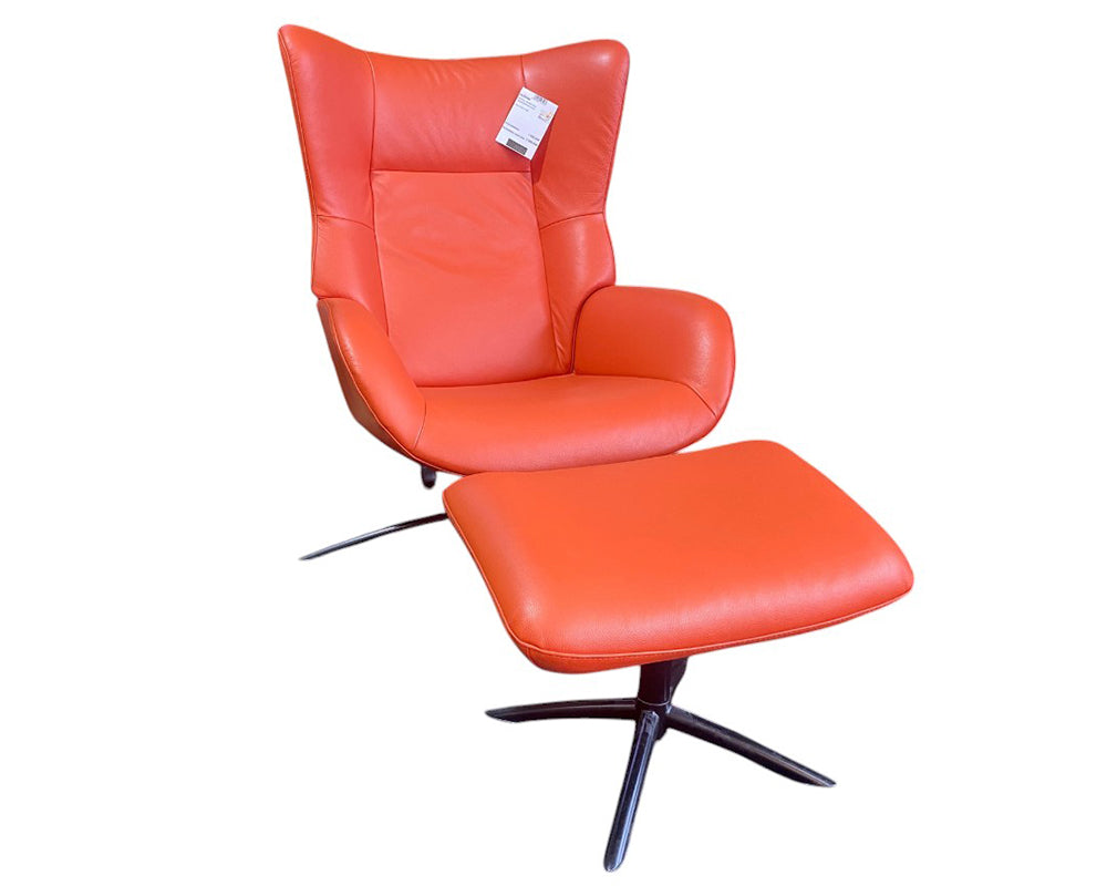 fauteuil relax cuir orange - Souffle d'intérieur - Kebe