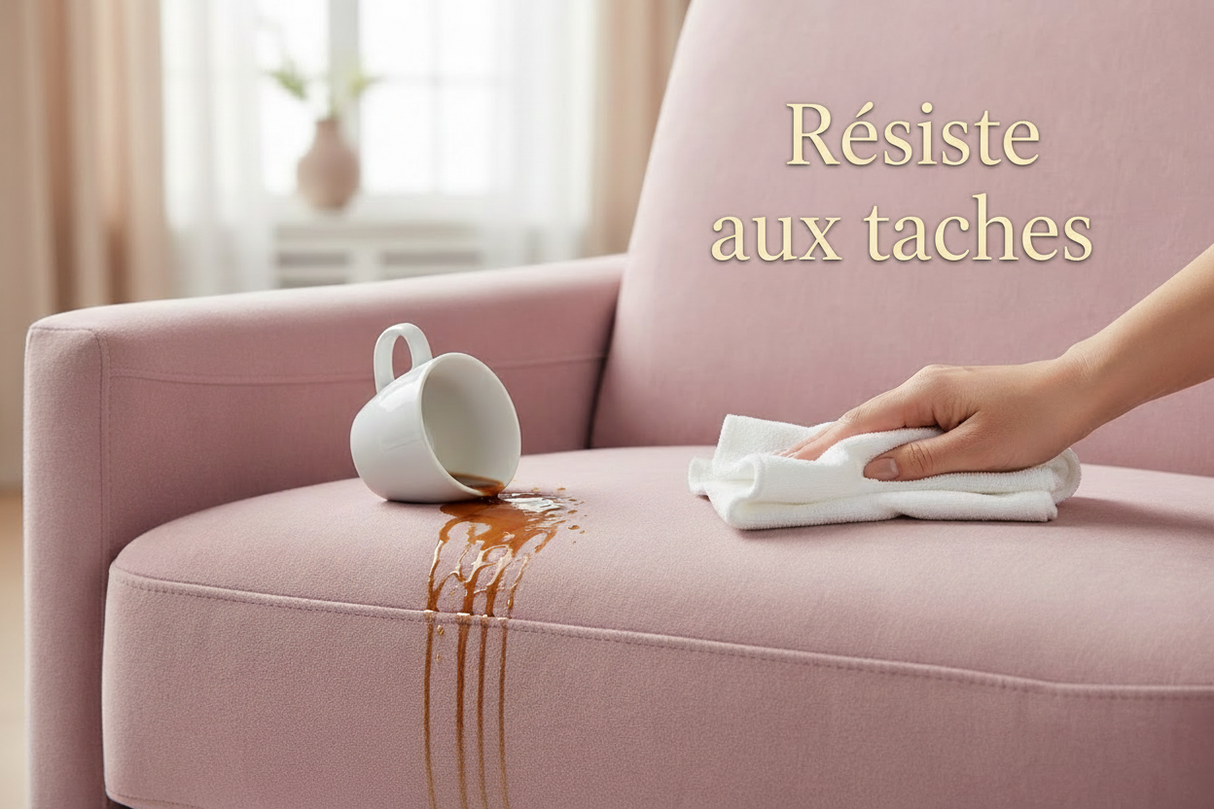 Fauteuil rose anti-tache - café renversé nettoyage facile