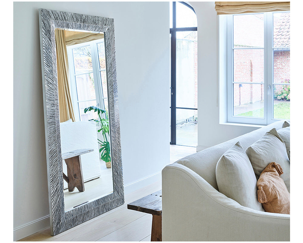 Grand miroir design mural argenté rectangulaire - Souffle d'intérieur
