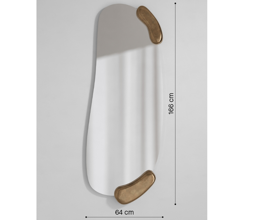 Grand miroir design mural contemporain arrondi or doré - Souffle d'intérieur