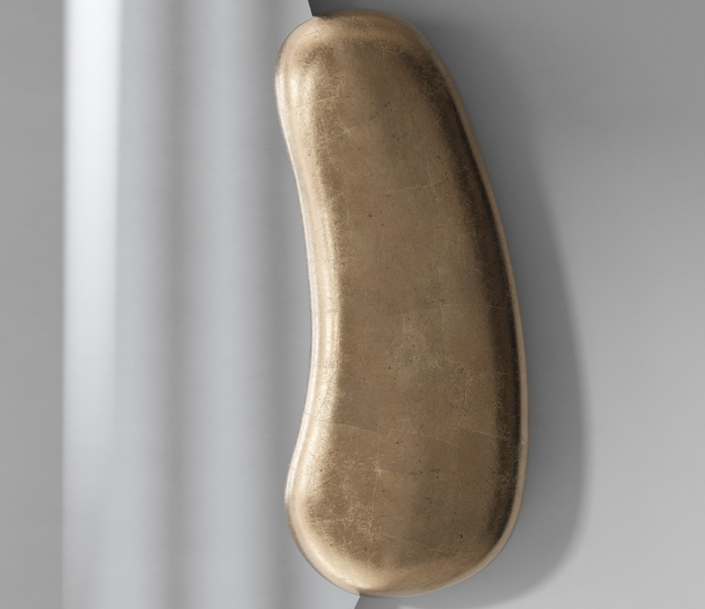 Grand miroir design mural contemporain arrondi or doré - Souffle d'intérieur