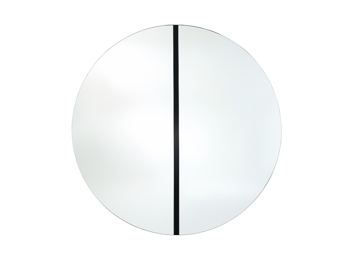Miroir rond mural design original Lunalla – vue de face – ligne noir central