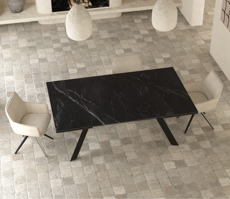 grande Table céramique extensible marbre noir design - Akante - Souffle d'intérieur