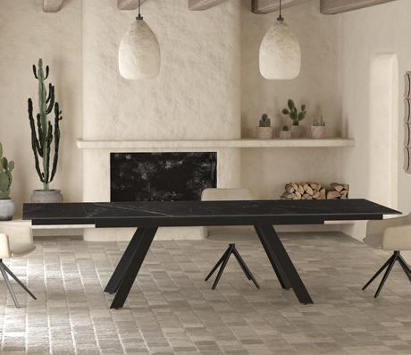 grande Table céramique extensible marbre noir design - Akante - Souffle d'intérieur