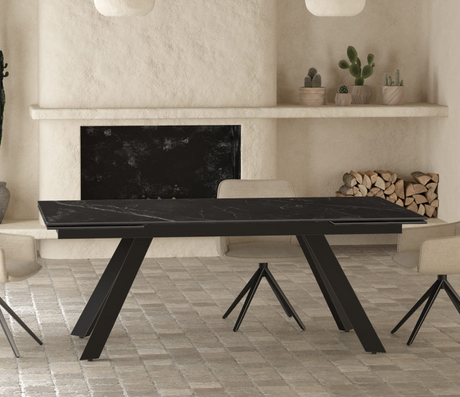 grande Table céramique extensible marbre noir design - Akante - Souffle d'intérieur