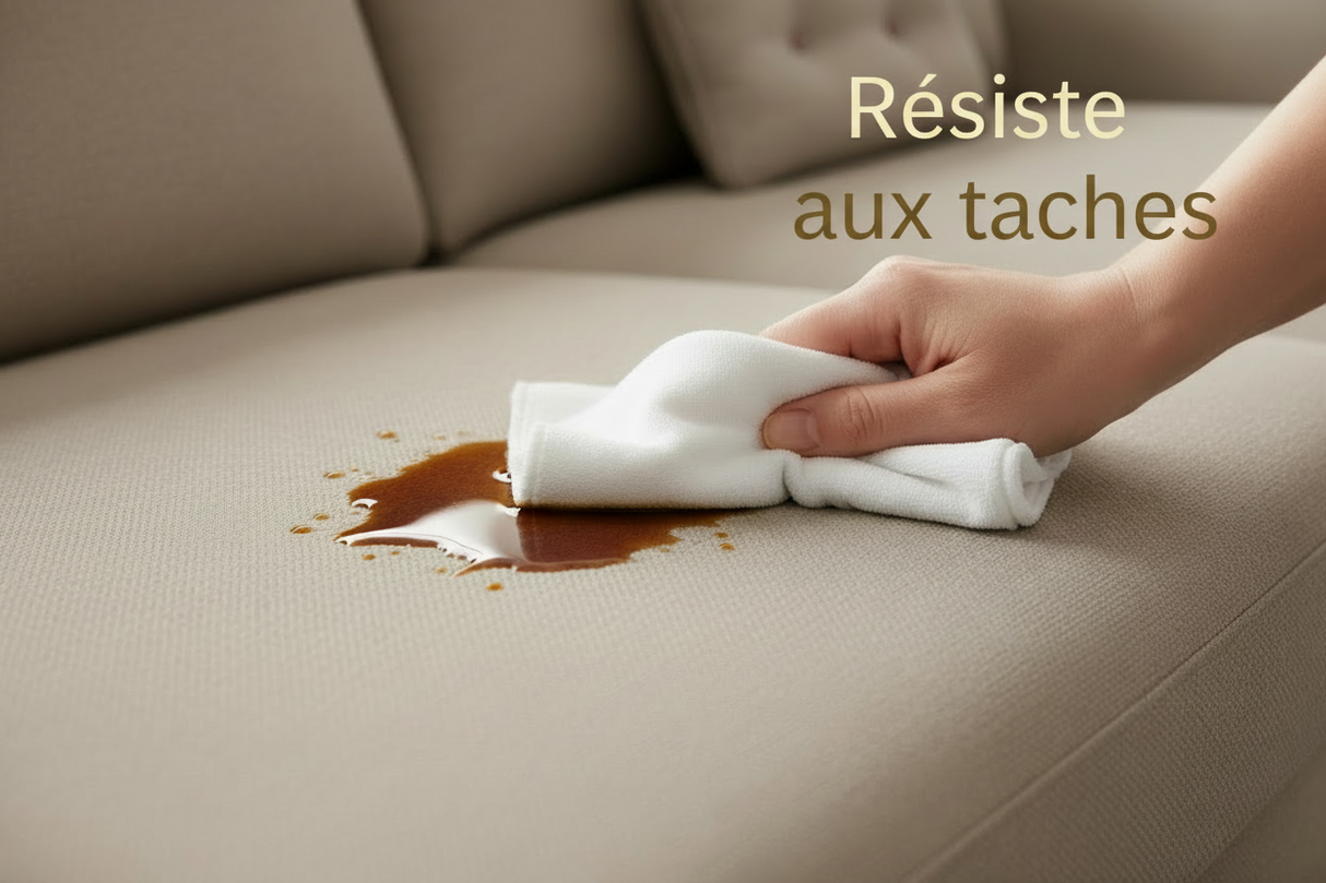 Gros plan traitement anti-taches canapé beige