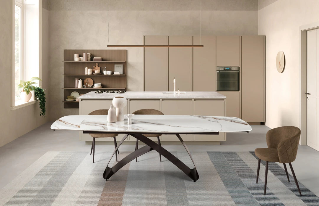 Table ovale extensible céramique marbre - Kiny