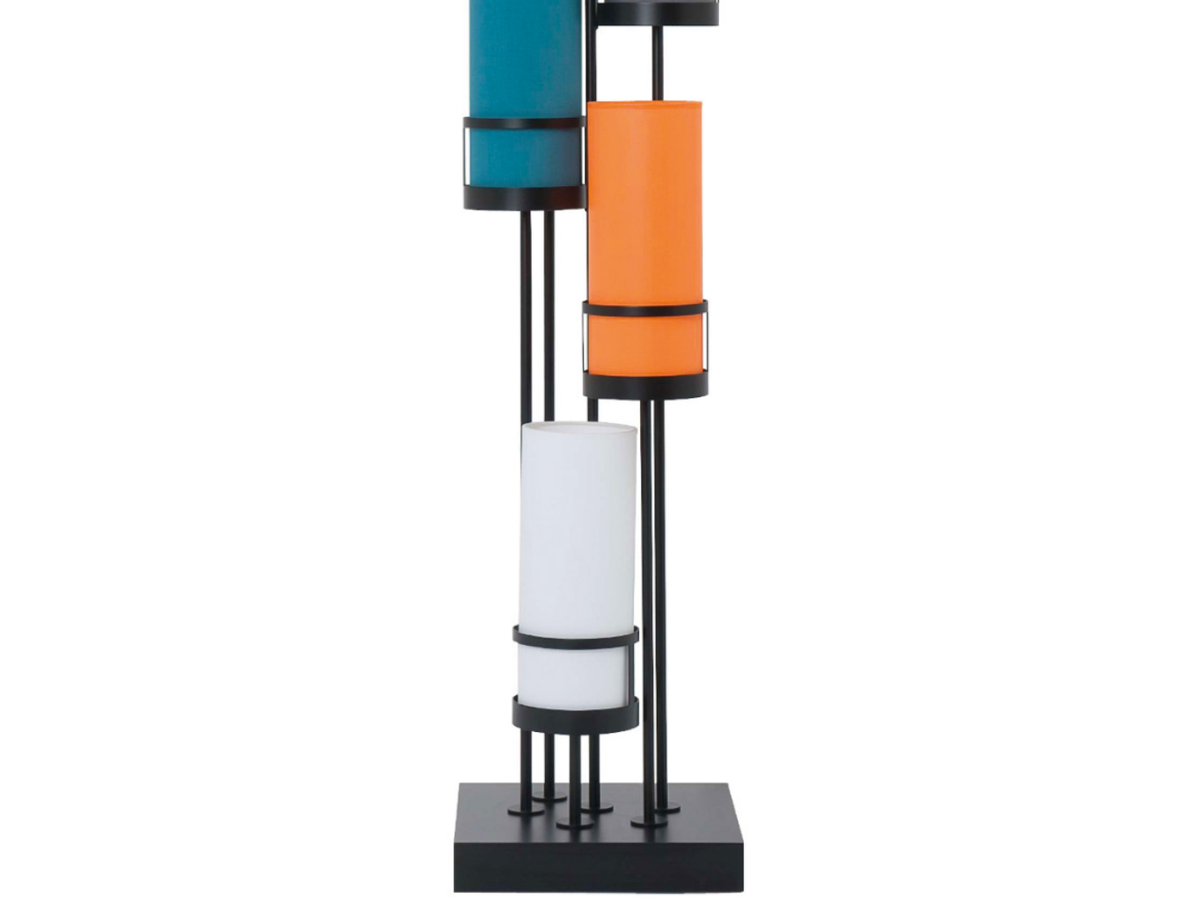 Détail lampadaire de salon – Sixt – abat-jour multicolor