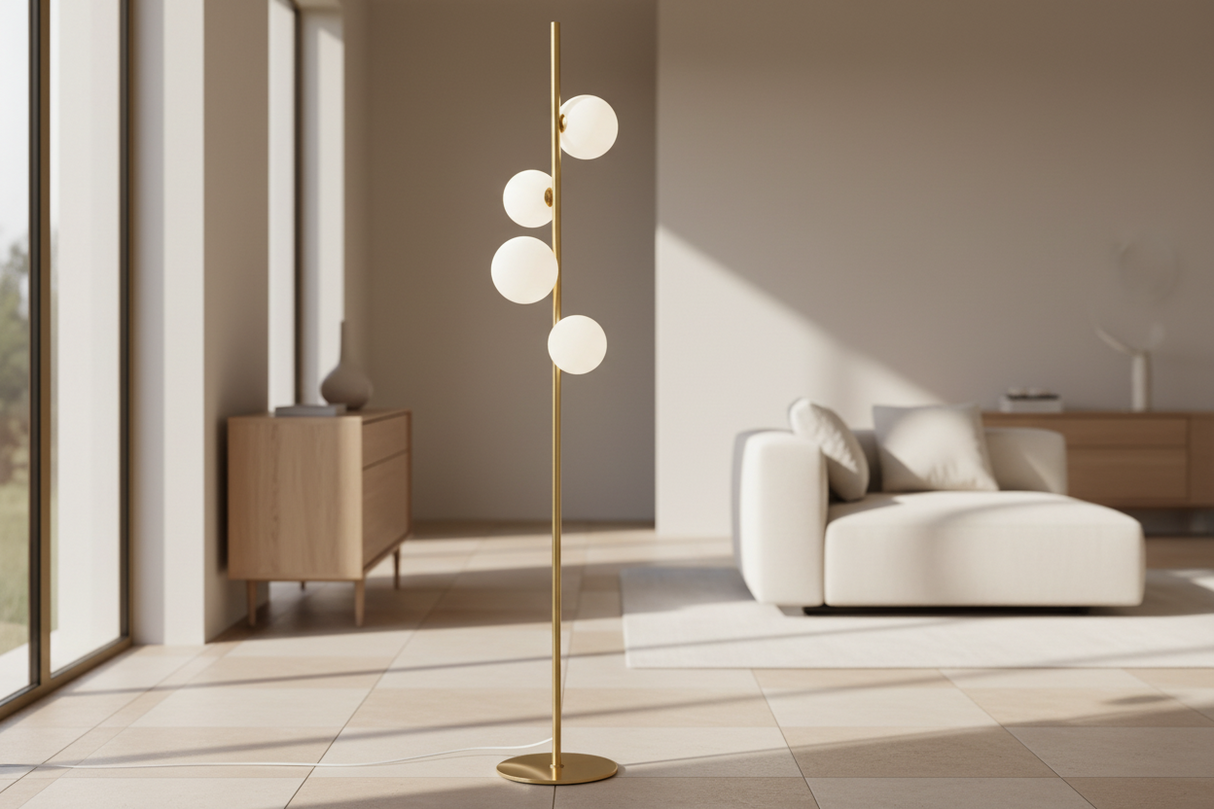 Lampadaire de salon noir design - Corollan