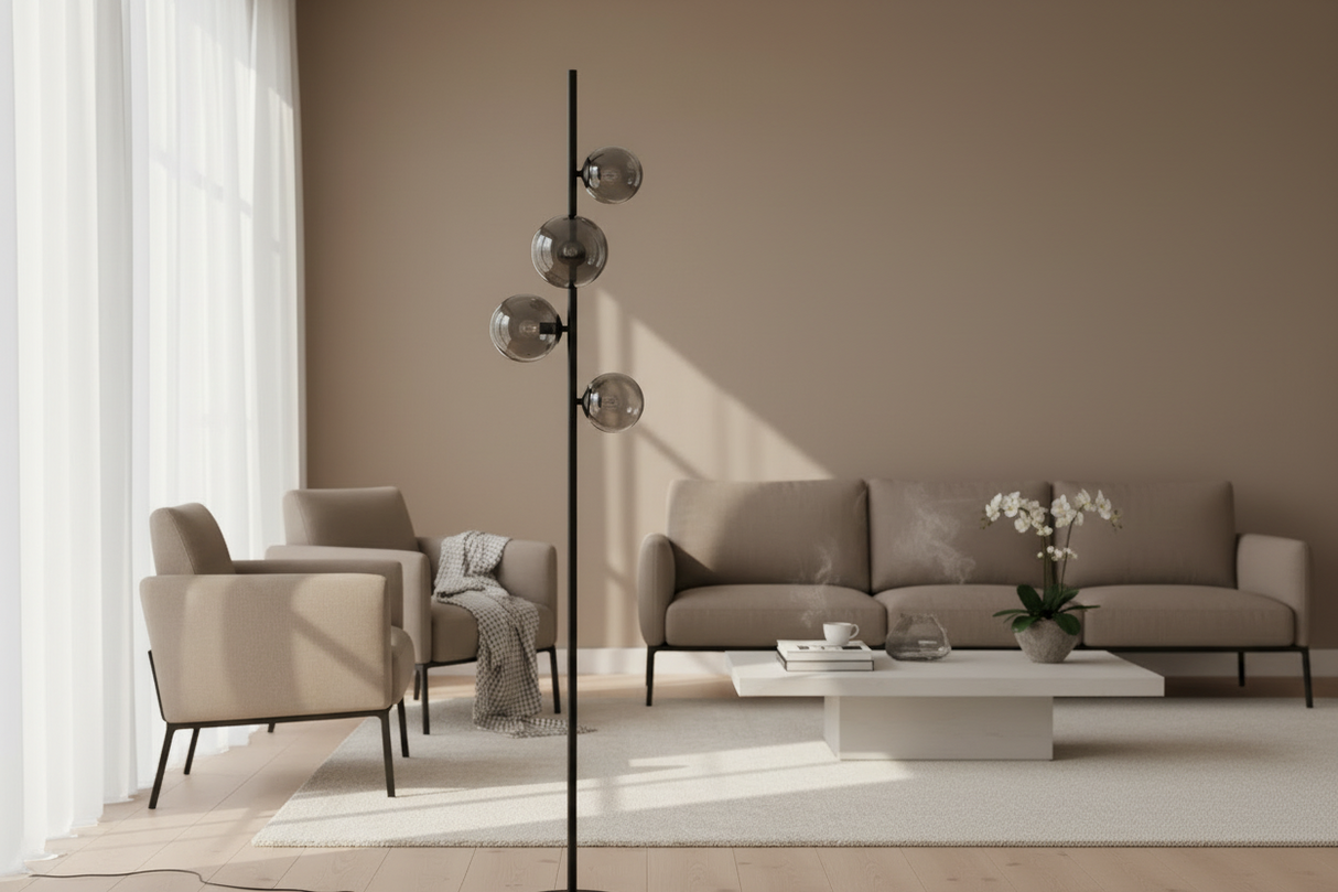 Lampadaire de salon noir design - Corollan
