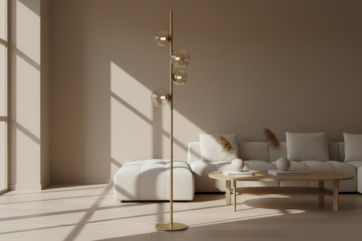 Lampadaire de salon noir design - Corollan