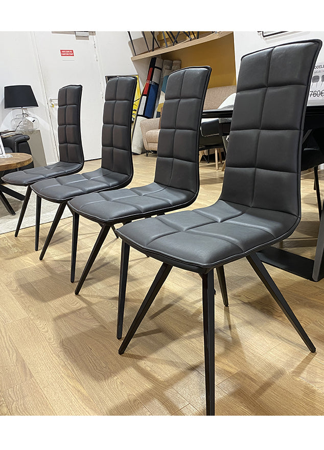 Lot de 4 chaises en cuir noir pivotante d'exposition - Souffle d'intérieur