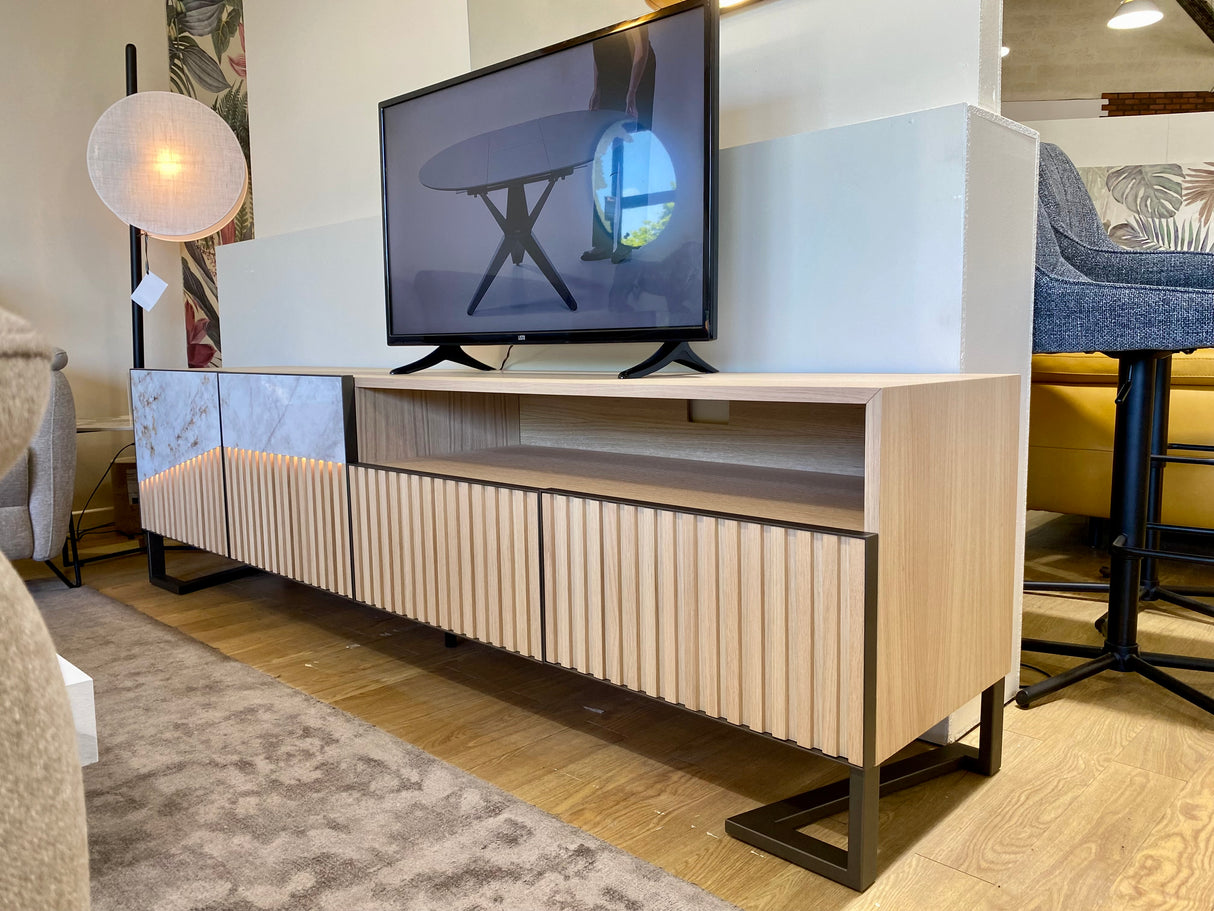 MEUBLE tv bois et céramique zagas oblique