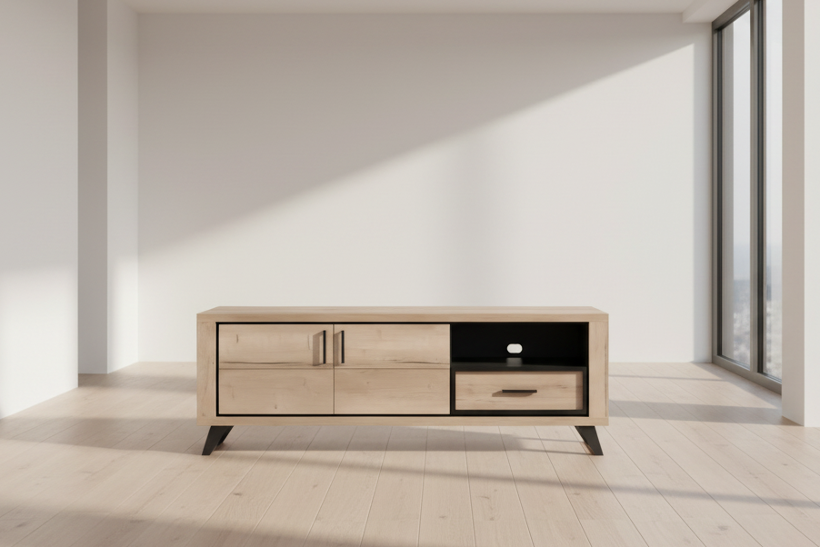 Wood and metal TV cabinet L180 H63 D50cm - Rosa
