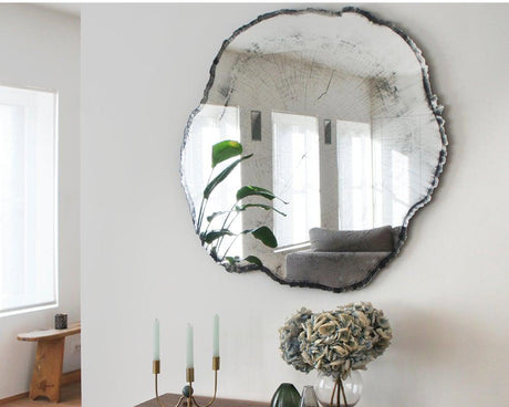 Miroir rond mural design effet tronc d'arbre coupé - Souffle d'intérieur - Arbo - Deknudt mirrors