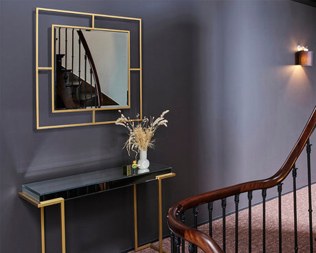 Miroir mural design moderne carré doré - Brayan-Souffle d'intérieur