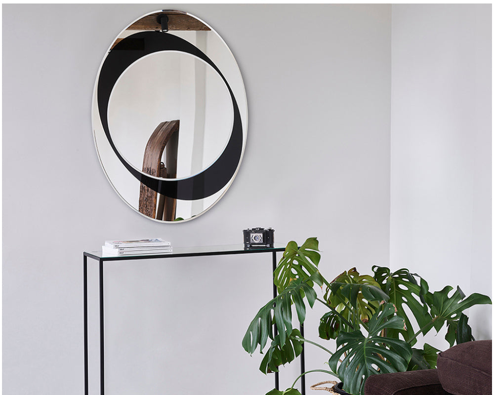 miroir ovale design au dessus d'une console - Souffle d'intérieur