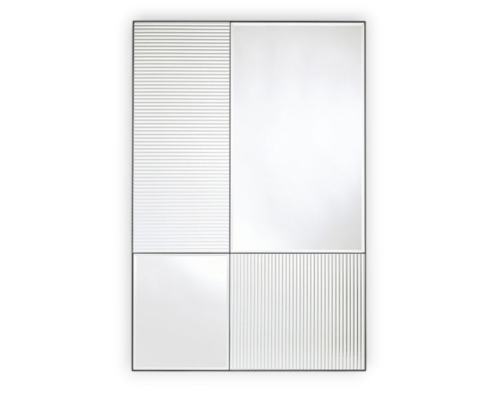 Miroir mural rectangulaire design contemporain Finestra Flutes – vue de face – cadre noir