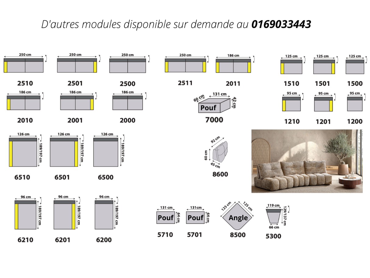 Canapé d’angle avec dossiers avance-recule – Cassia