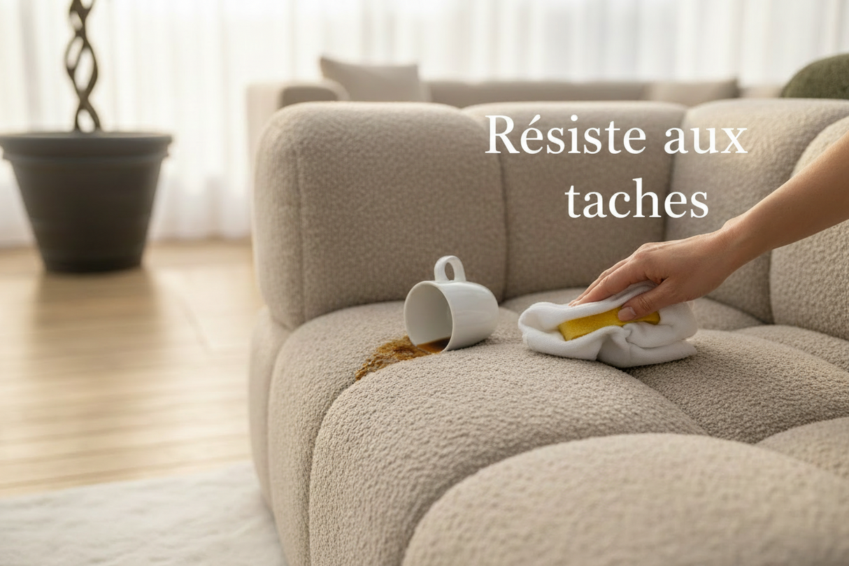 Nettoyage tache de café sur canapé beige - traitement anti-tache