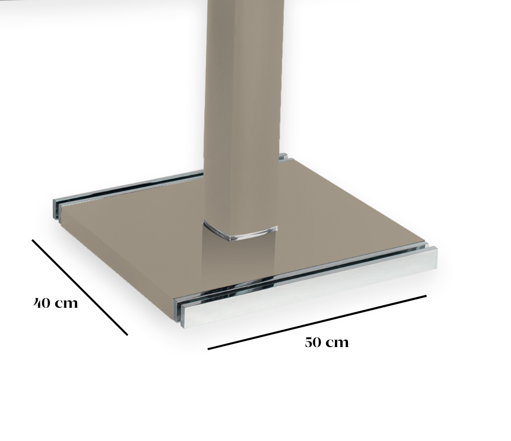 Table en verre extensible design de salle à manger pieds taupe 110 cm - Leo
