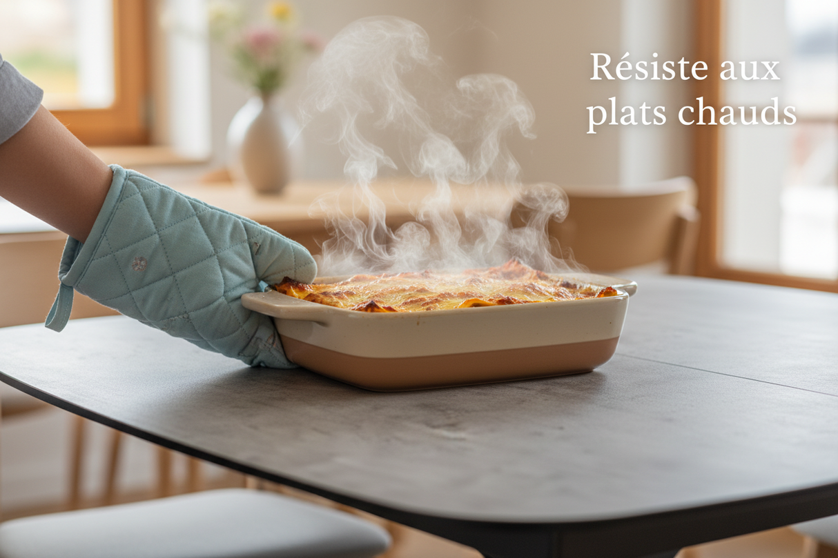 Plateau céramique gris résiste aux plats chauds