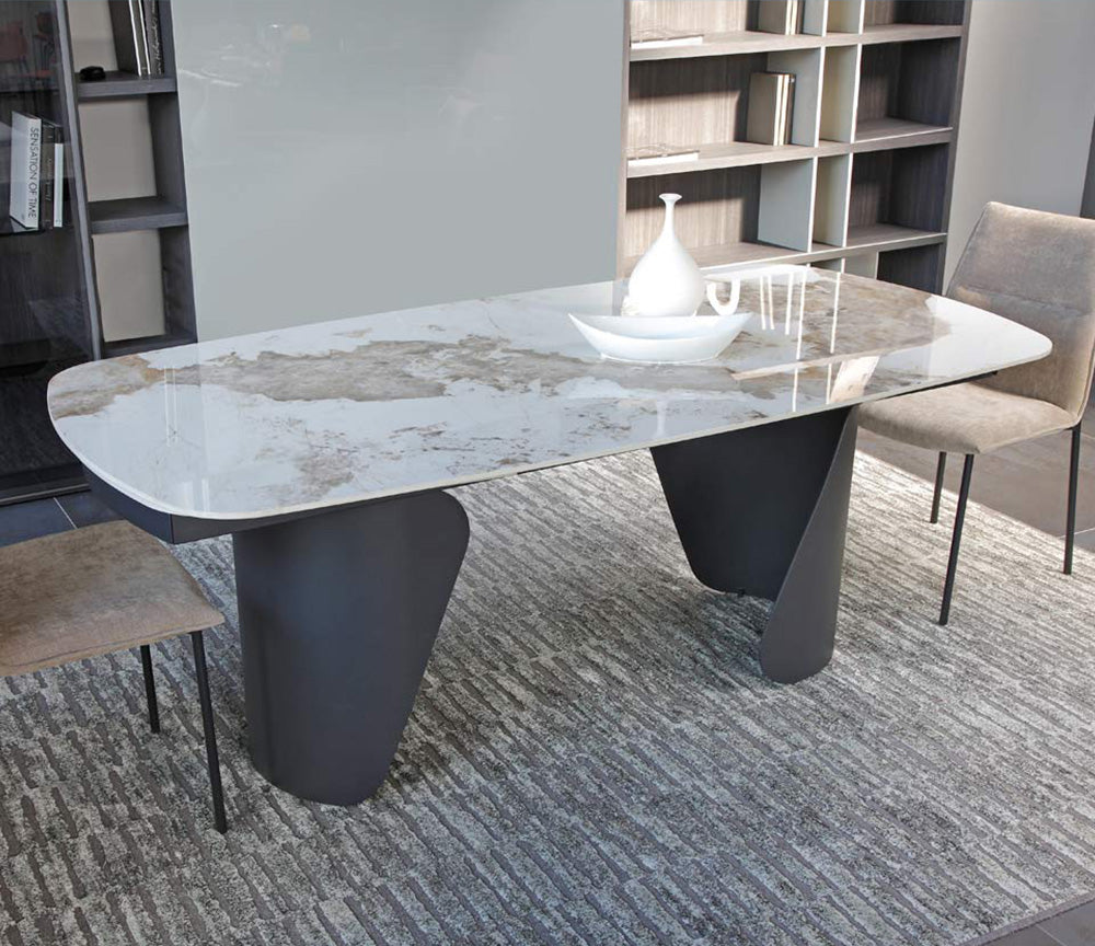 Table Tina en situation – salle à manger – céramique effet marbre