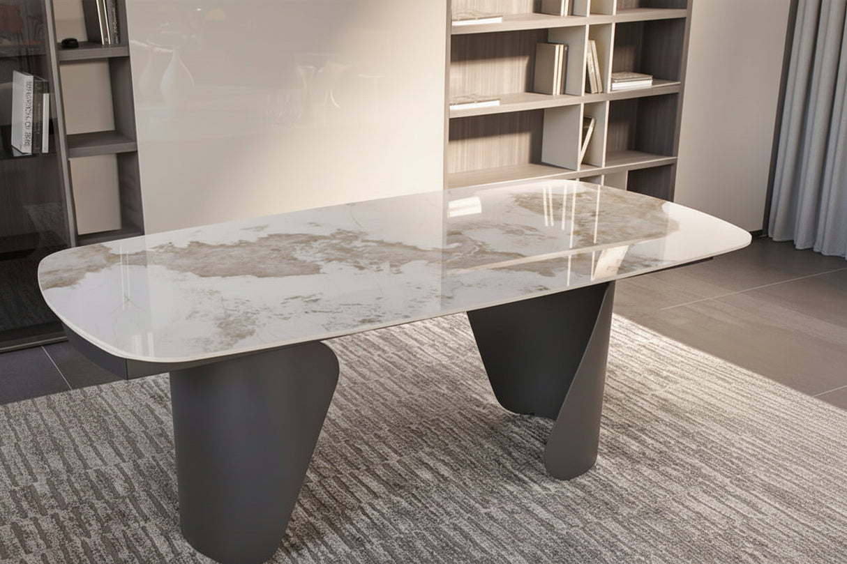 Table Tina en situation – salle à manger – céramique effet marbre