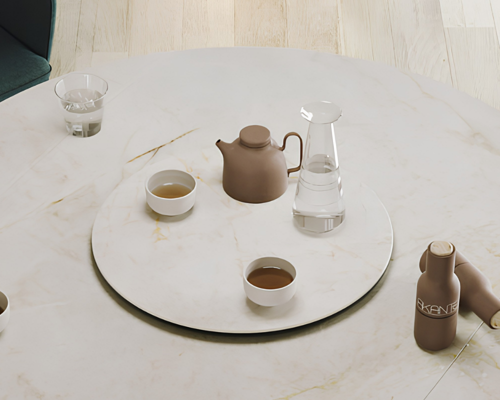 Plateau tournant céramique pour table Lazy – vue 3/4 – cremona – Ø55
