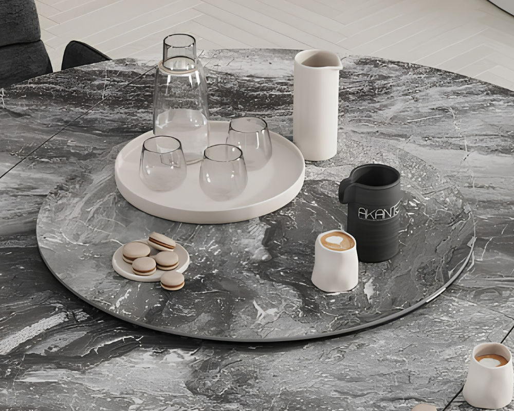 Plateau tournant céramique pour table Lazy – vue 3/4 – eramosa – Ø75