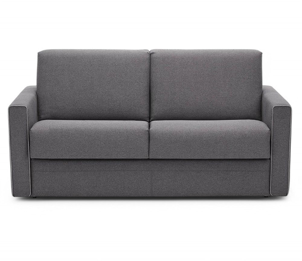 Canapé convertible rapido 3 places Reva – vue de face – tissu gris – avec accoudoirs