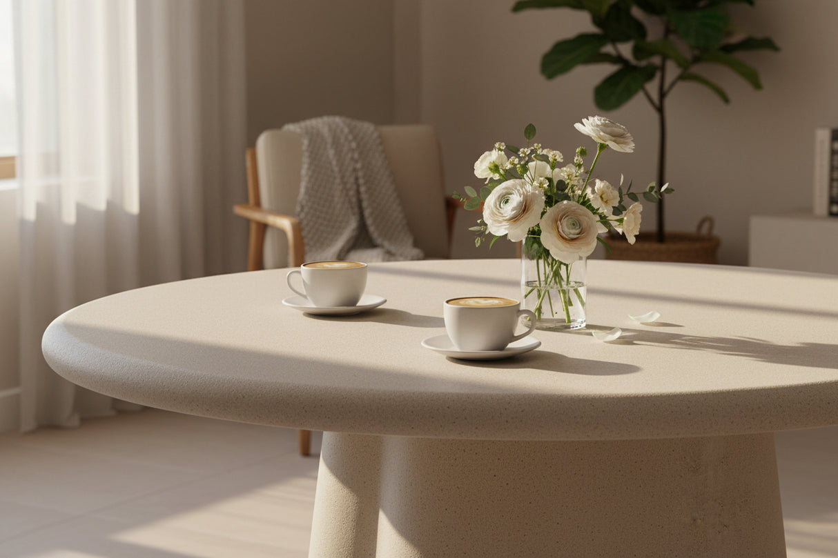 Détail plateau - Simo - MDF peint effet béton ciré