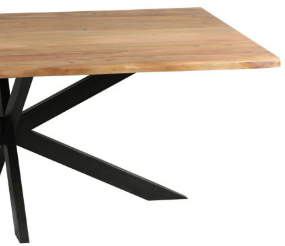 Table bois massif rectangulaire pieds métal noir central L200 cm  - Asco