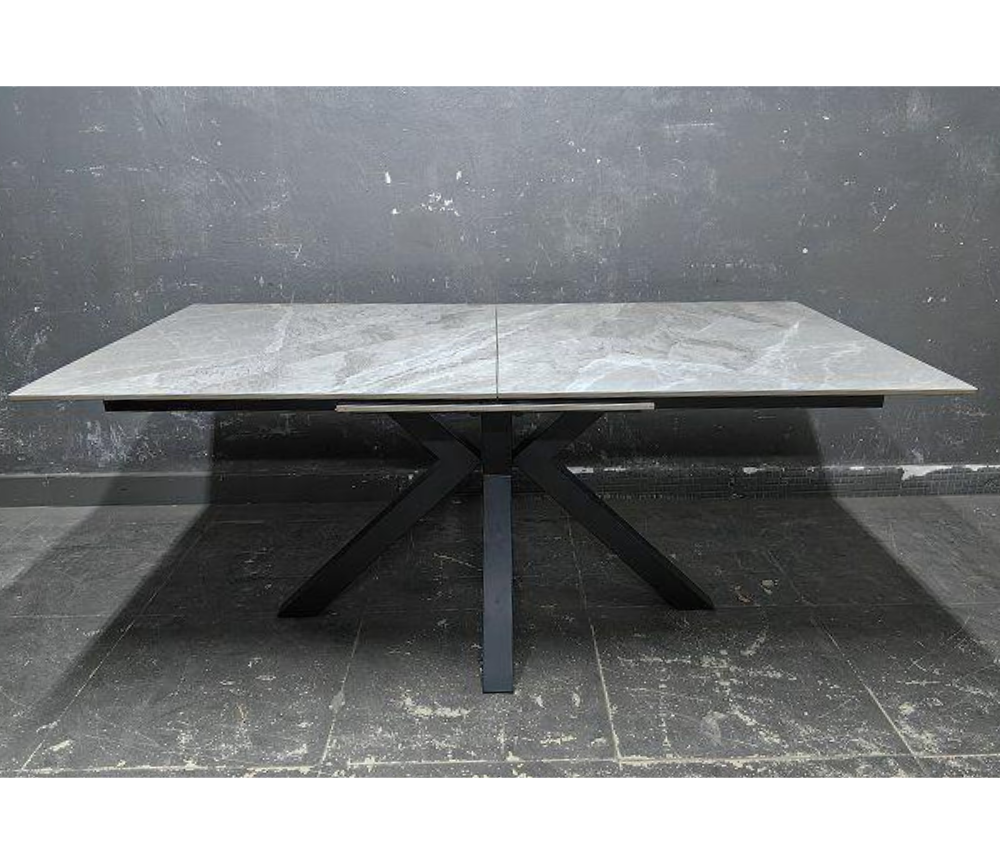 Table céramique extensible gris marbre clair L 180cm - Emilie