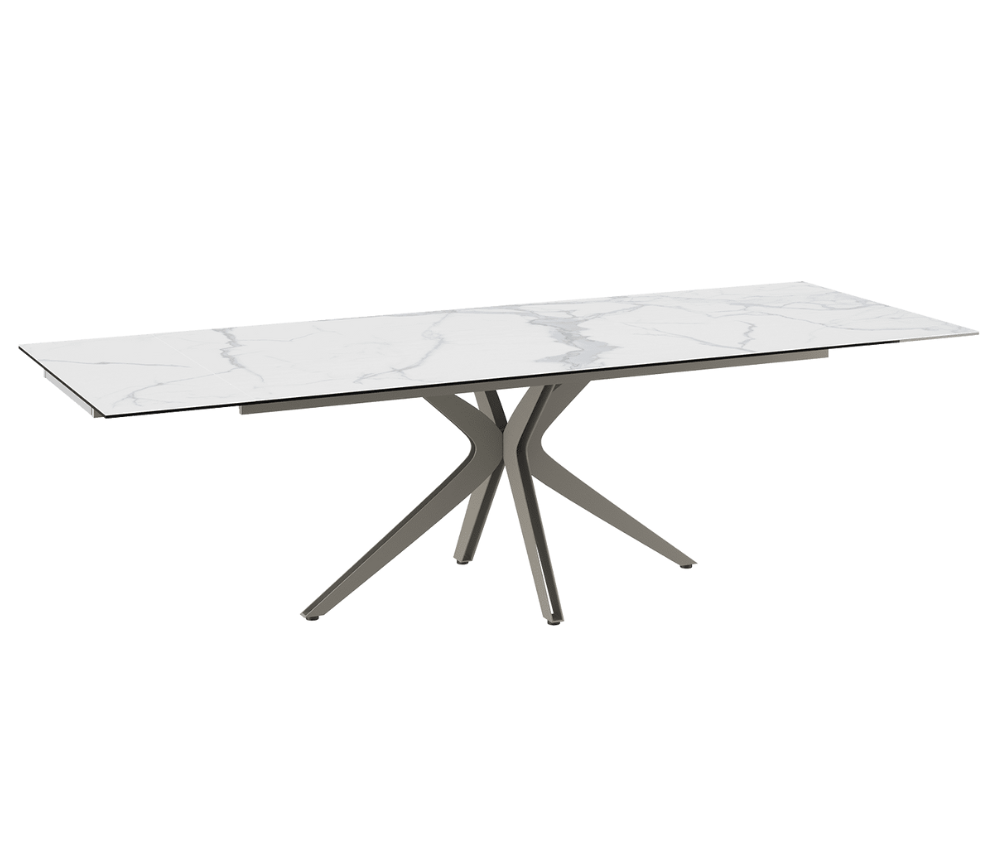 Table a manger céramique extensible marbre blanc mat - Indina
