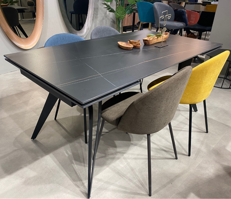 Table de salle à manger en ceramique rectangulaire marbre noir - Souffle d'intérieur