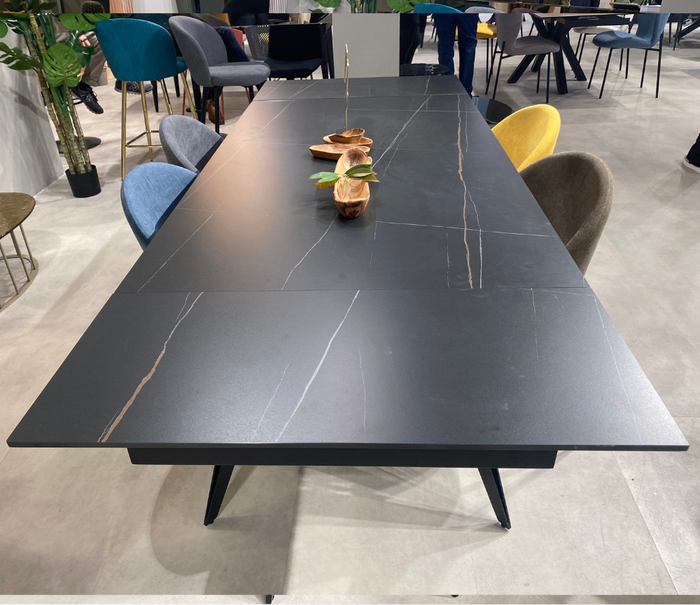 Table à manger extensible marbre noir mat céramique L 160cm - Thorus