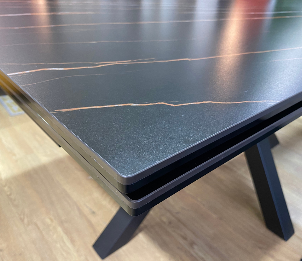 Table céramique marbre noir mat extensible L160cm (ouverte 240cm) - Stan