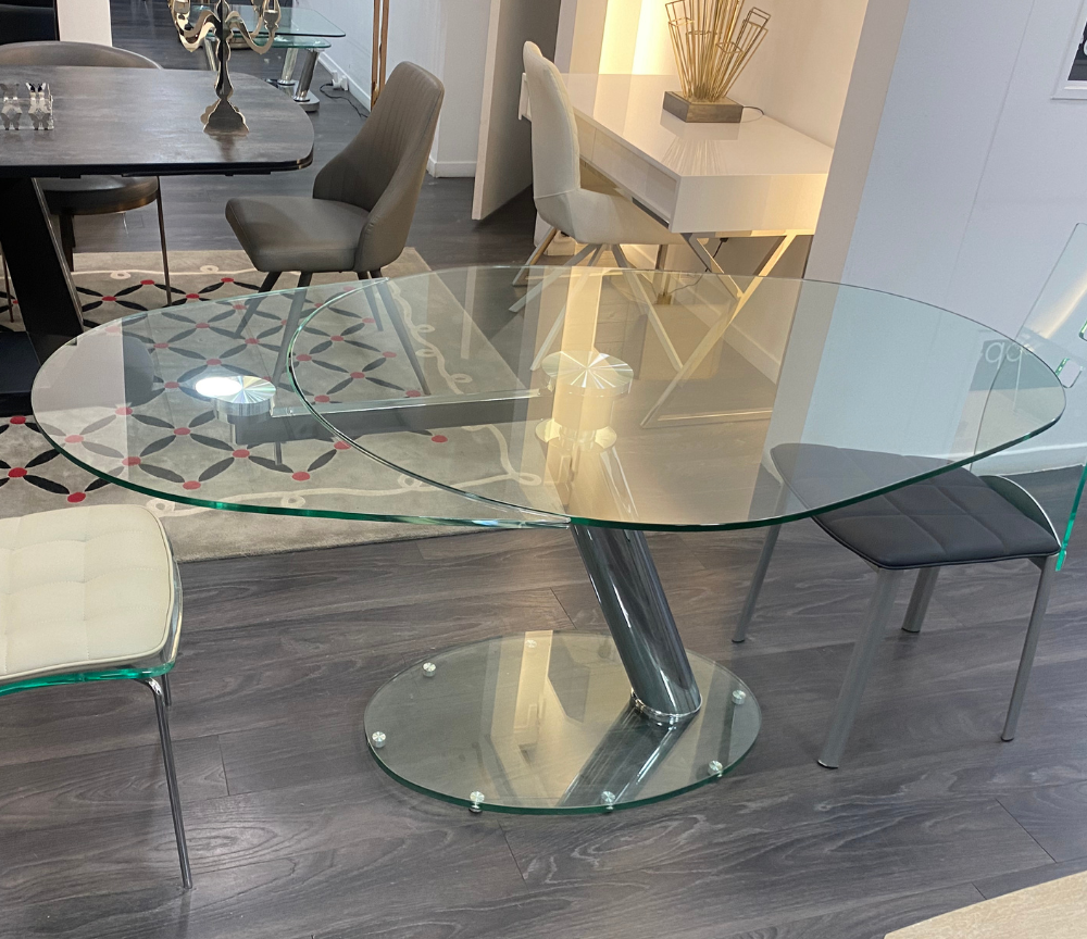 Table à manger en verre extensible design de salle à manger L134cm - Zestelle