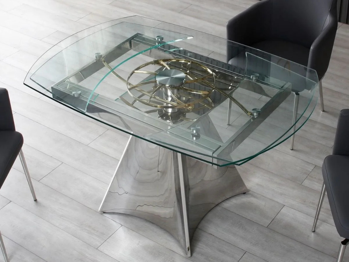 Extendable glass table 137x90cm - Clock