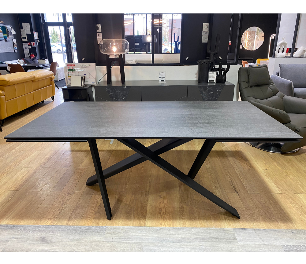 Table salle a manger extensible céramique gris ardoise 180cm - Nathalie
