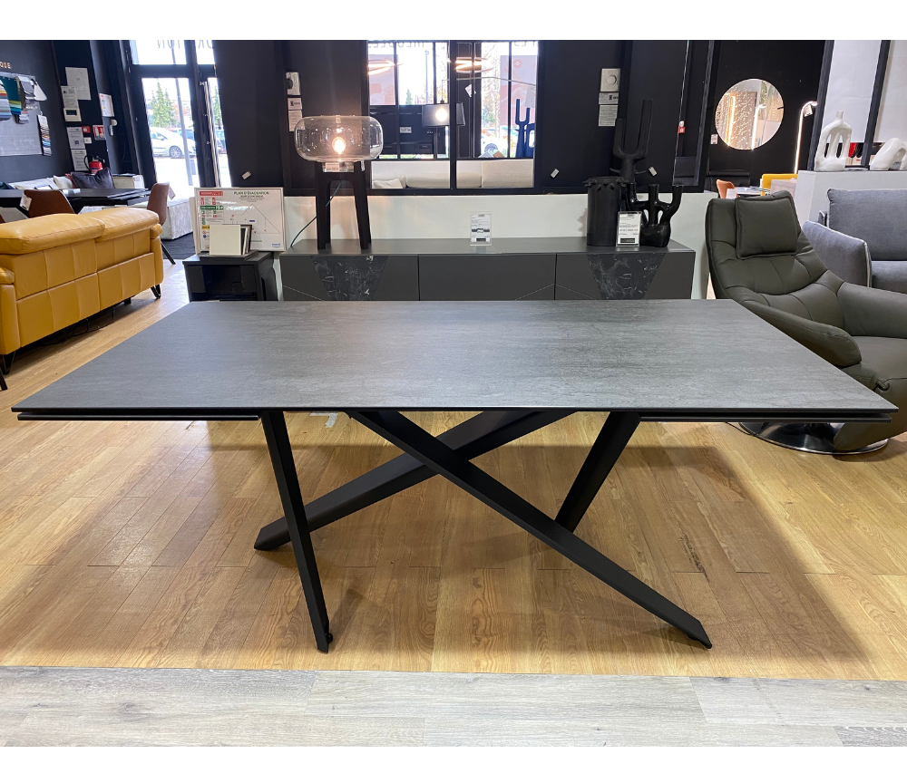 Table céramique extensible gris foncé anthracite L180cm - Nathalie