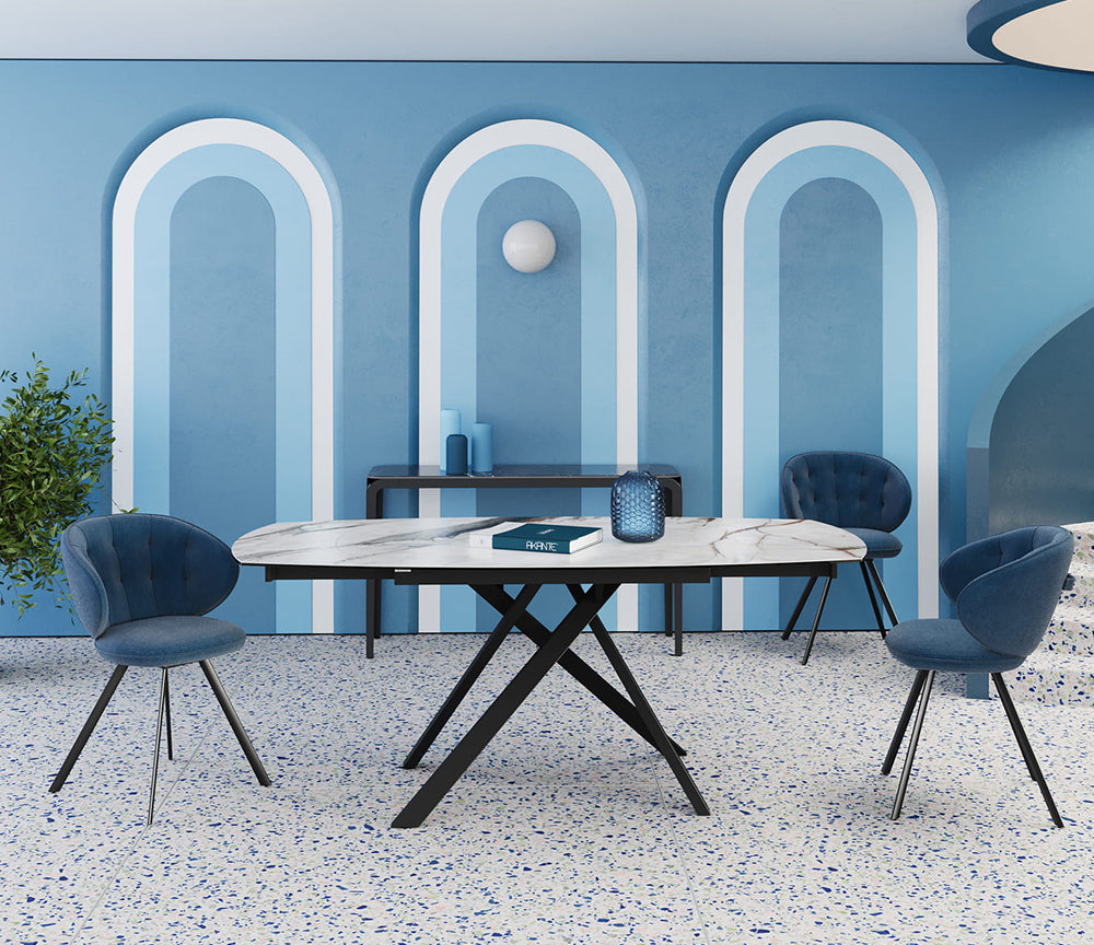 Table akante céramique extensible pieds métal noir - Souffle d'intérieur