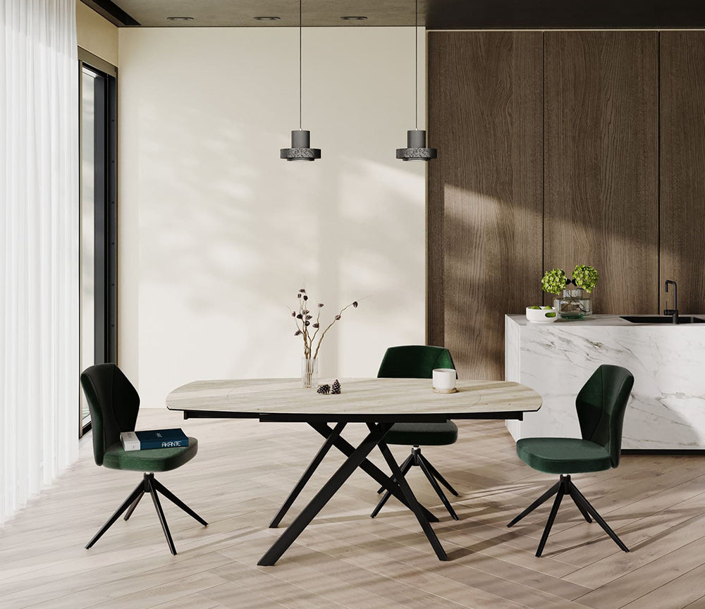 Table akante céramique extensible pieds métal noir - Souffle d'intérieur