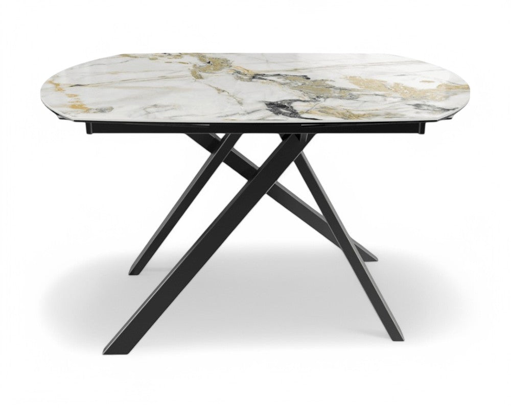 Table akante céramique extensible pieds métal noir - Souffle d'intérieur